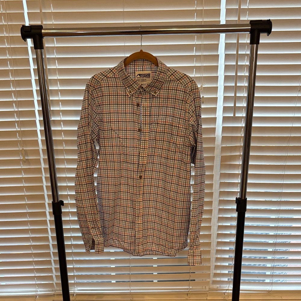 Mountain Khakis Men's Medium White,Red and Blue Plaid Shirt